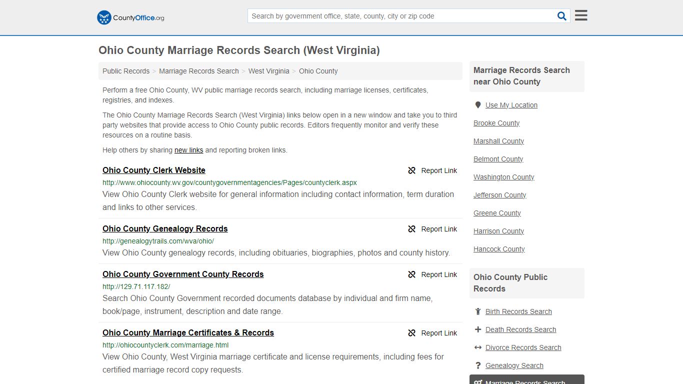 Ohio County Marriage Records Search (West Virginia) - County Office